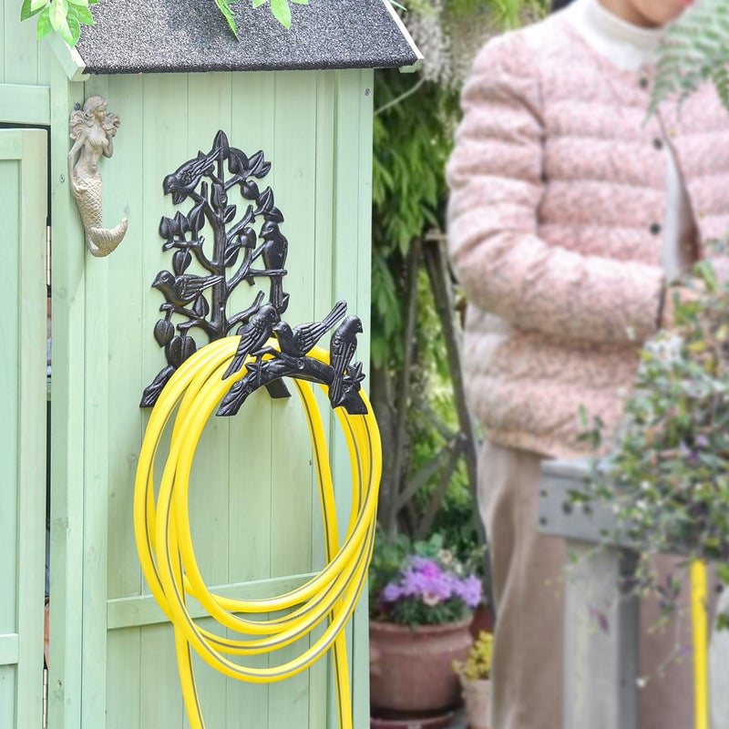 Sungmor Heavy Duty Cast Iron Garden Hose Holder - Wall Mounted Water Hanger - Retro Style Decorative Rack Reel - 50FT 75FT 100FT Bulter Storage - Indoor Outdoor Metal Stand - Image 4